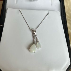 Opal double teardrop necklace